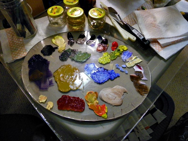 Blue Vase Sunflowers Palette