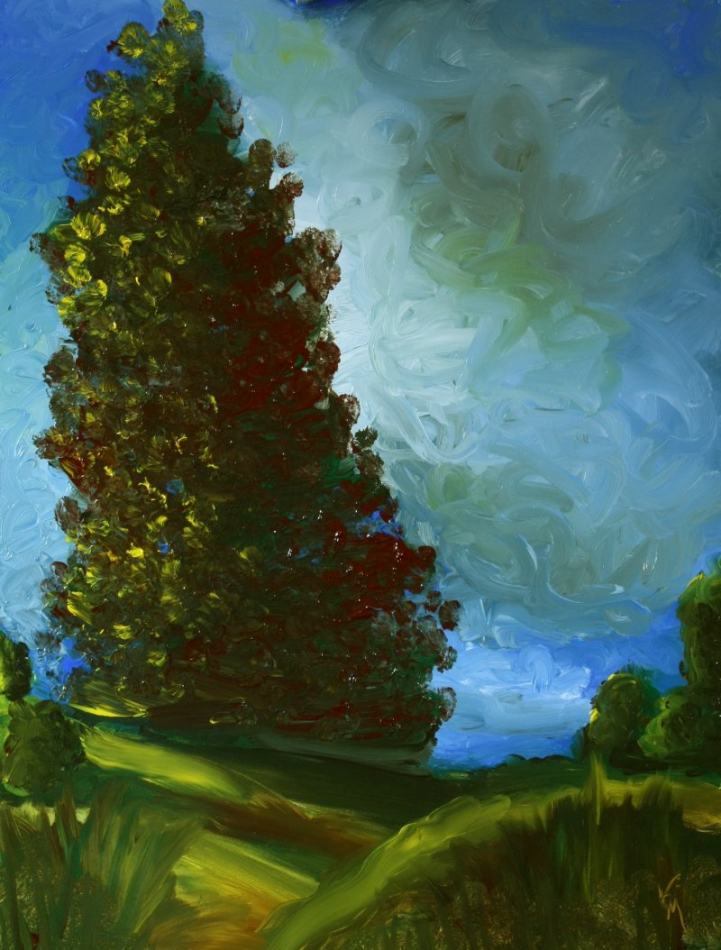 oil stormy tree small